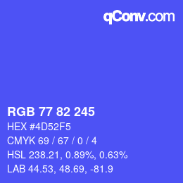Color code: RGB 77 82 245 | qconv.com