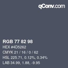 颜色代码: RGB 77 82 98 | qconv.com