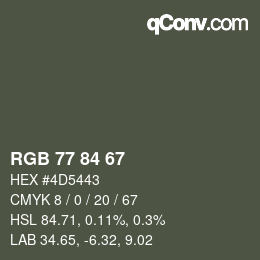 颜色代码: RGB 77 84 67 | qconv.com