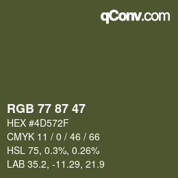 カラーコード: RGB 77 87 47 | qconv.com