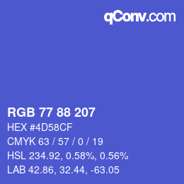 カラーコード: RGB 77 88 207 | qconv.com