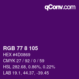 Color code: RGB 77 8 105 | qconv.com