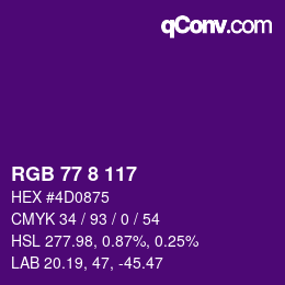 Color code: RGB 77 8 117 | qconv.com