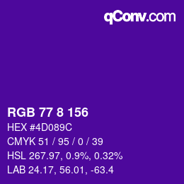 カラーコード: RGB 77 8 156 | qconv.com