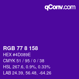 カラーコード: RGB 77 8 158 | qconv.com