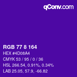Color code: RGB 77 8 164 | qconv.com