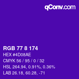 Color code: RGB 77 8 174 | qconv.com