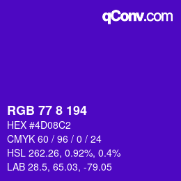 Color code: RGB 77 8 194 | qconv.com
