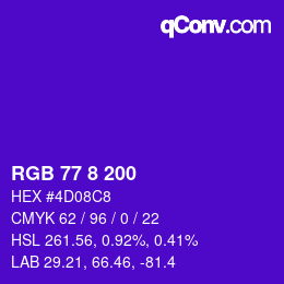 カラーコード: RGB 77 8 200 | qconv.com