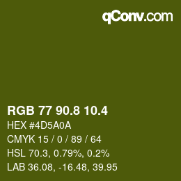 カラーコード: RGB 77 90.8 10.4 | qconv.com