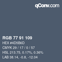颜色代码: RGB 77 91 109 | qconv.com