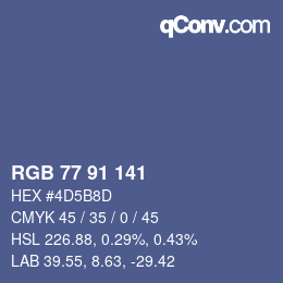 カラーコード: RGB 77 91 141 | qconv.com