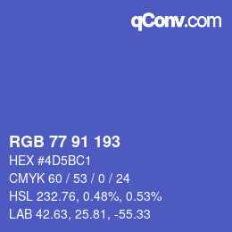 Color code: RGB 77 91 193 | qconv.com