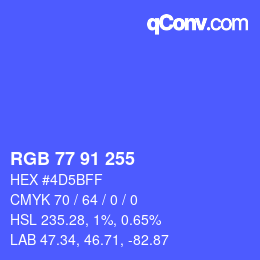 Color code: RGB 77 91 255 | qconv.com