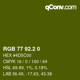 カラーコード: RGB 77 92.2 0 | qconv.com