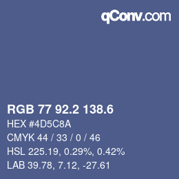 カラーコード: RGB 77 92.2 138.6 | qconv.com