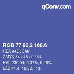 カラーコード: RGB 77 92.2 168.6 | qconv.com
