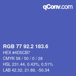 カラーコード: RGB 77 92.2 183.6 | qconv.com