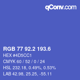 カラーコード: RGB 77 92.2 193.6 | qconv.com
