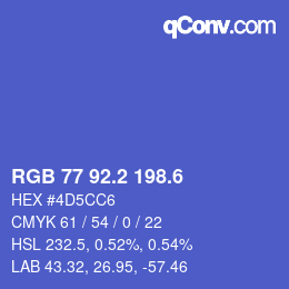 カラーコード: RGB 77 92.2 198.6 | qconv.com