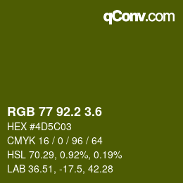 カラーコード: RGB 77 92.2 3.6 | qconv.com