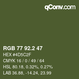 カラーコード: RGB 77 92.2 47 | qconv.com