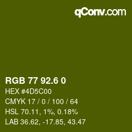 カラーコード: RGB 77 92.6 0 | qconv.com