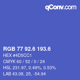 カラーコード: RGB 77 92.6 193.6 | qconv.com