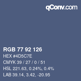 Código de color: RGB 77 92 126 | qconv.com