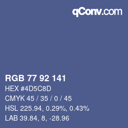 カラーコード: RGB 77 92 141 | qconv.com