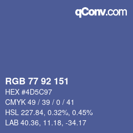 カラーコード: RGB 77 92 151 | qconv.com