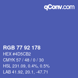 颜色代码: RGB 77 92 178 | qconv.com