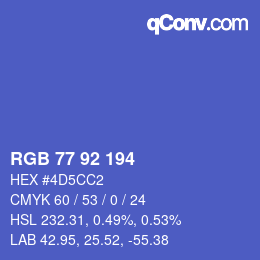 Color code: RGB 77 92 194 | qconv.com