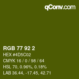 Color code: RGB 77 92 2 | qconv.com