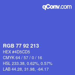 カラーコード: RGB 77 92 213 | qconv.com