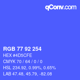 カラーコード: RGB 77 92 254 | qconv.com