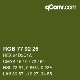 Color code: RGB 77 92 26 | qconv.com