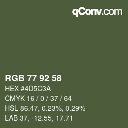 カラーコード: RGB 77 92 58 | qconv.com