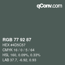 Código de color: RGB 77 92 87 | qconv.com