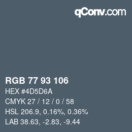 Código de color: RGB 77 93 106 | qconv.com