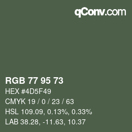 Código de color: RGB 77 95 73 | qconv.com