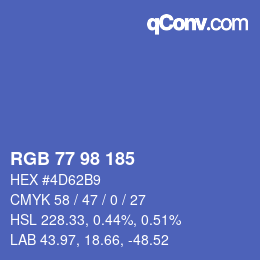 Code couleur: RGB 77 98 185 | qconv.com