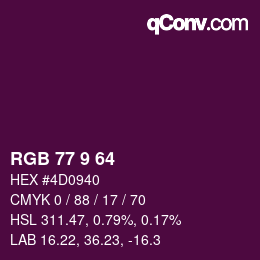 颜色代码: RGB 77 9 64 | qconv.com