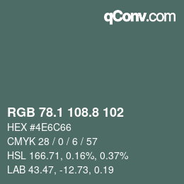 Color code: RGB 78.1 108.8 102 | qconv.com