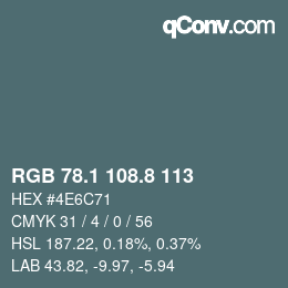 Color code: RGB 78.1 108.8 113 | qconv.com
