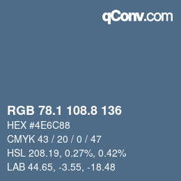 Color code: RGB 78.1 108.8 136 | qconv.com