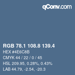 カラーコード: RGB 78.1 108.8 139.4 | qconv.com