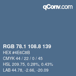 カラーコード: RGB 78.1 108.8 139 | qconv.com