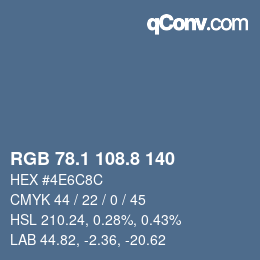 Color code: RGB 78.1 108.8 140 | qconv.com