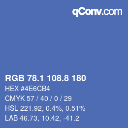 カラーコード: RGB 78.1 108.8 180 | qconv.com
